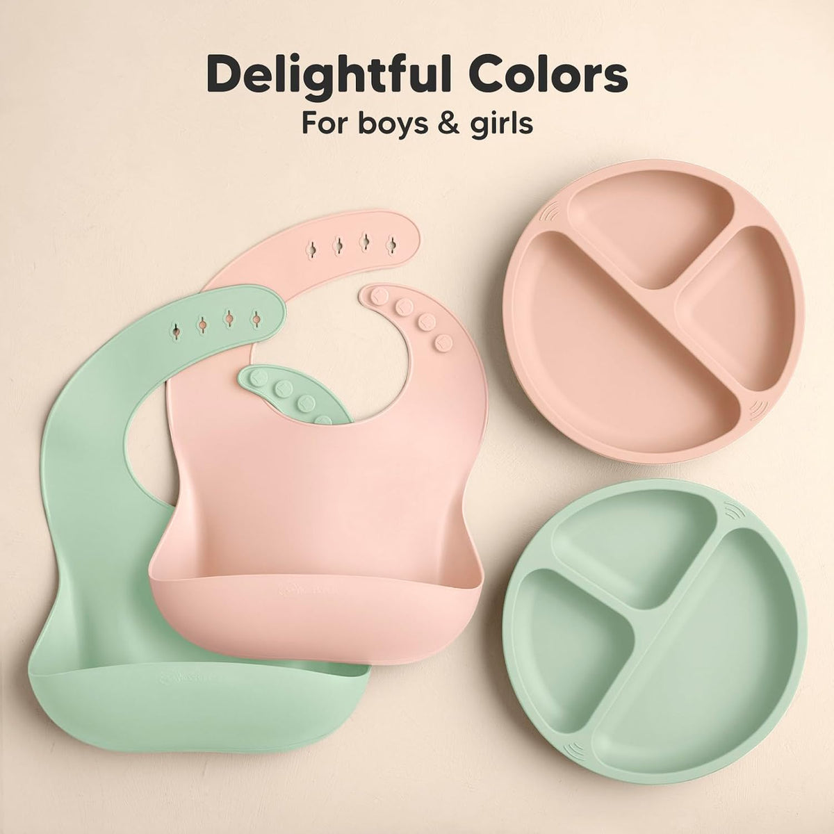 2-Pack Silicone Bibs for Babies, Toddlers Girl, Boy (Slate)
