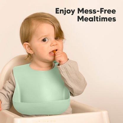 2-Pack Silicone Bibs for Babies, Toddlers Girl, Boy (Slate)