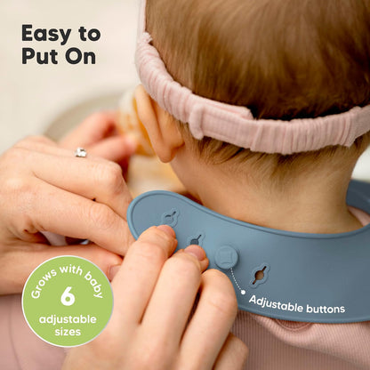 2-Pack Silicone Bibs for Babies, Toddlers Girl, Boy (Slate)