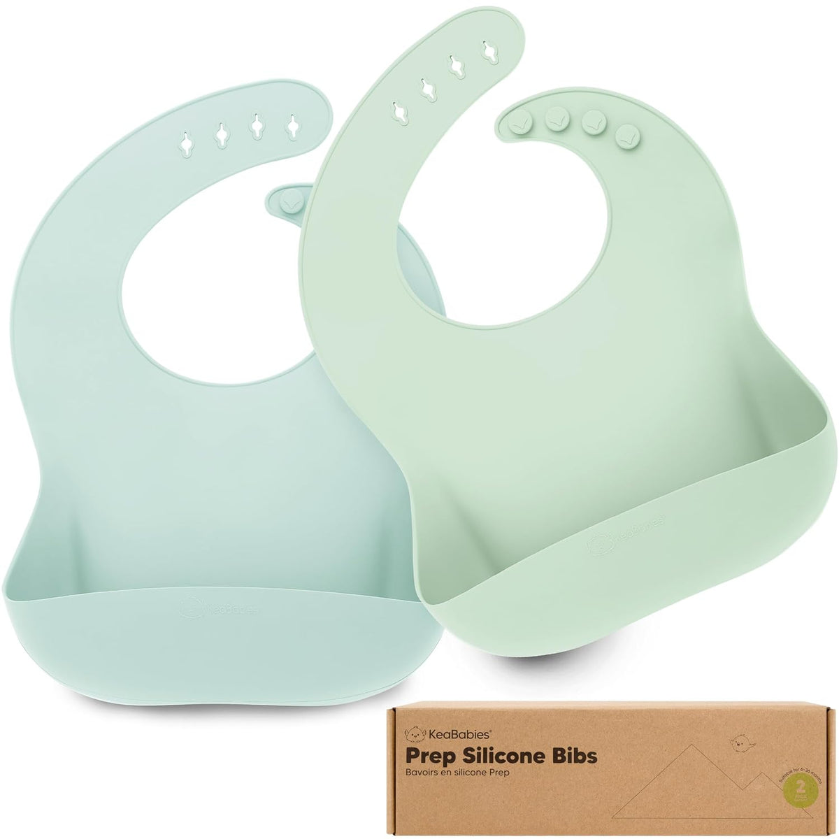 2-Pack Silicone Bibs for Babies, Toddlers Girl, Boy (Slate)