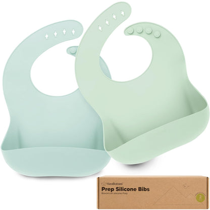 2-Pack Silicone Bibs for Babies, Toddlers Girl, Boy (Slate)