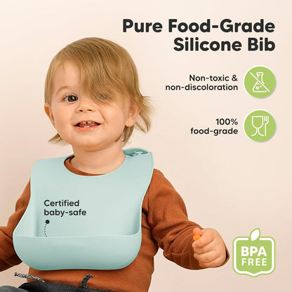 2-Pack Silicone Bibs for Babies, Toddlers Girl, Boy (Slate)