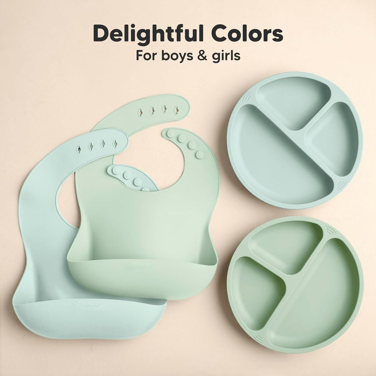 2-Pack Silicone Bibs for Babies, Toddlers Girl, Boy (Slate)