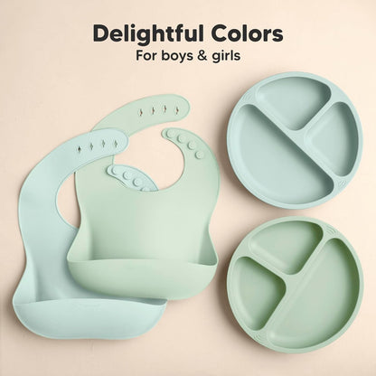 2-Pack Silicone Bibs for Babies, Toddlers Girl, Boy (Slate)