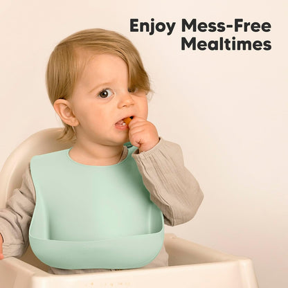 2-Pack Silicone Bibs for Babies, Toddlers Girl, Boy (Slate)