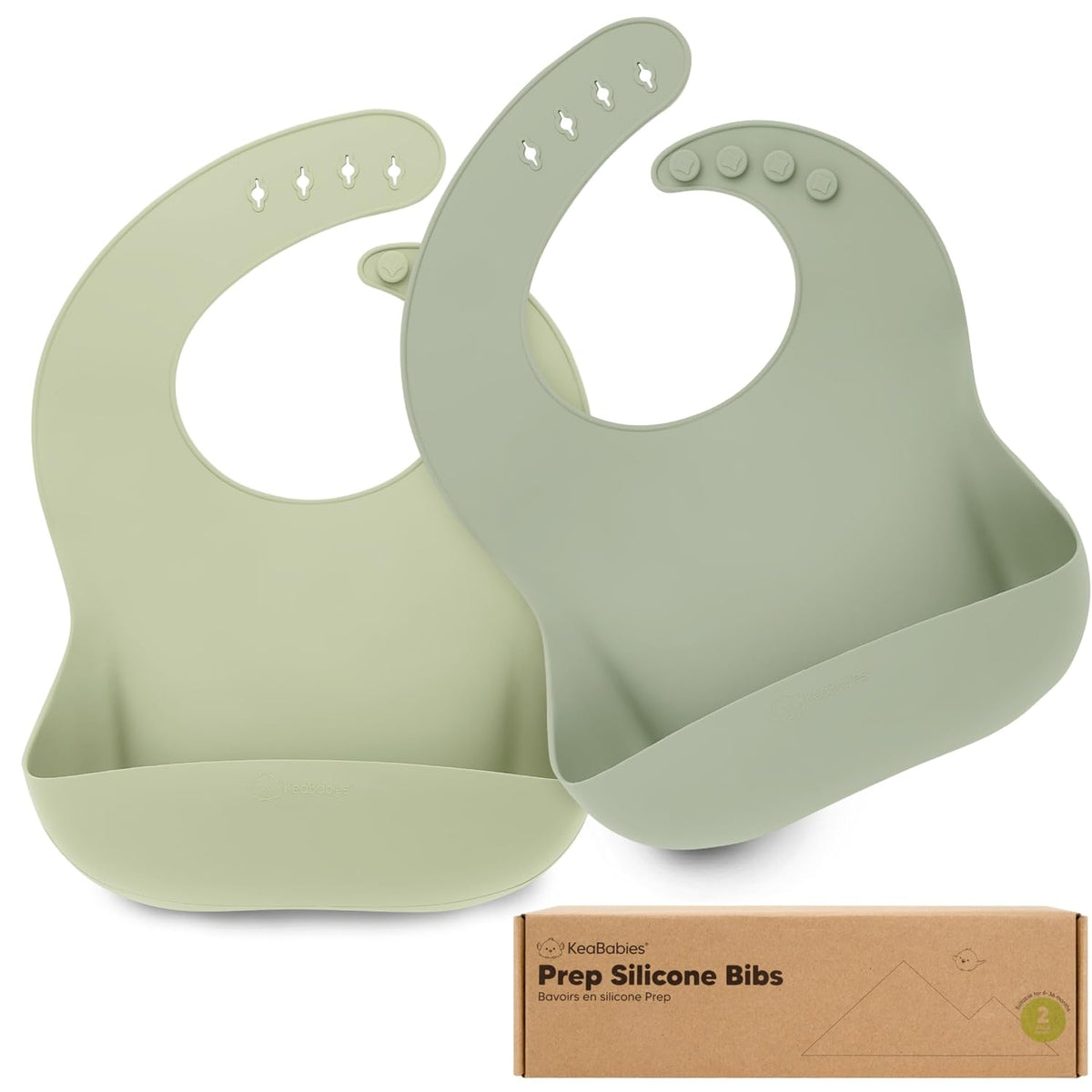 2-Pack Silicone Bibs for Babies, Toddlers Girl, Boy (Slate)