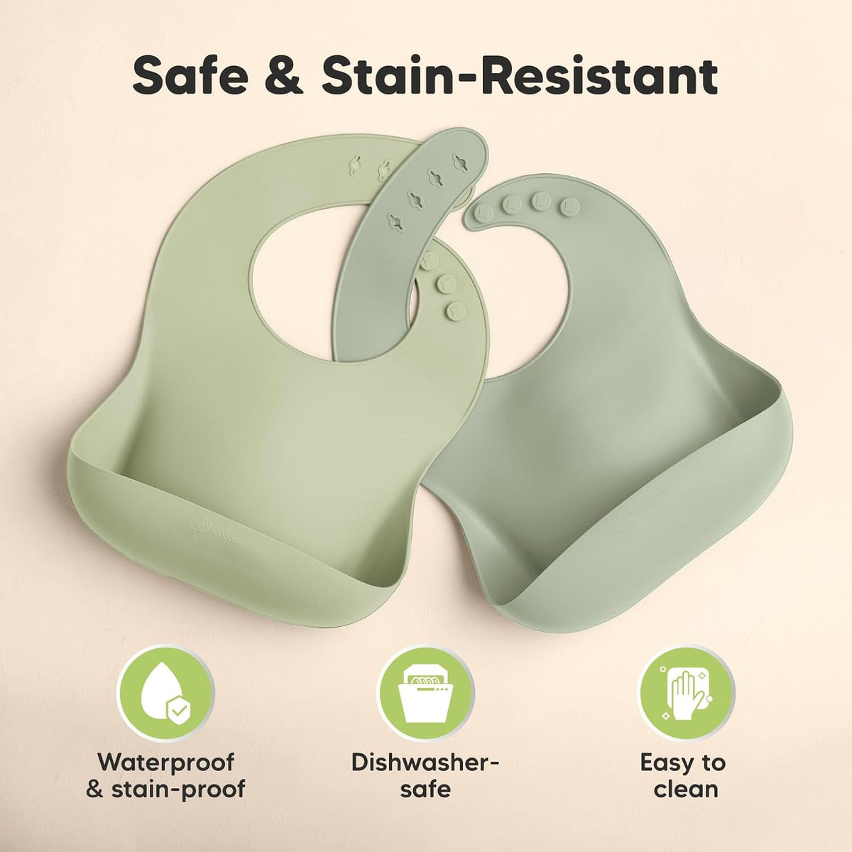 2-Pack Silicone Bibs for Babies, Toddlers Girl, Boy (Slate)