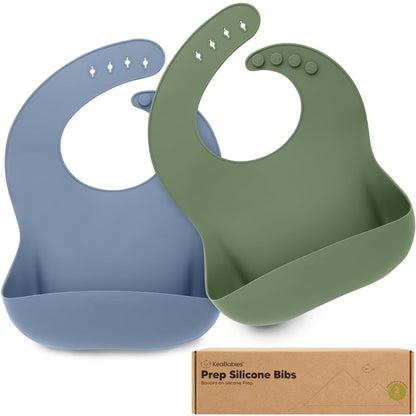 2-Pack Silicone Bibs for Babies, Toddlers Girl, Boy (Slate)