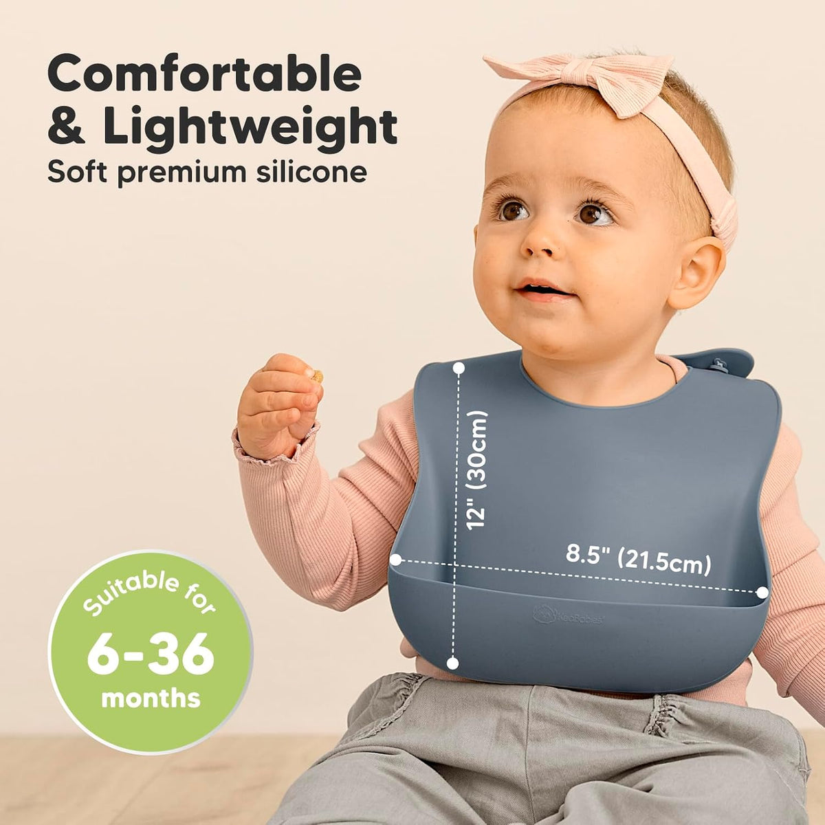 2-Pack Silicone Bibs for Babies, Toddlers Girl, Boy (Slate)