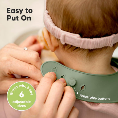 2-Pack Silicone Bibs for Babies, Toddlers Girl, Boy (Slate)