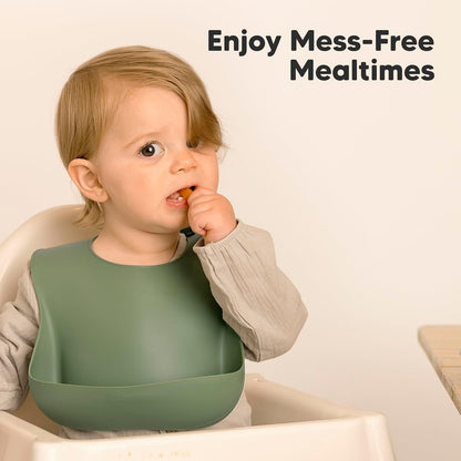 2-Pack Silicone Bibs for Babies, Toddlers Girl, Boy (Slate)