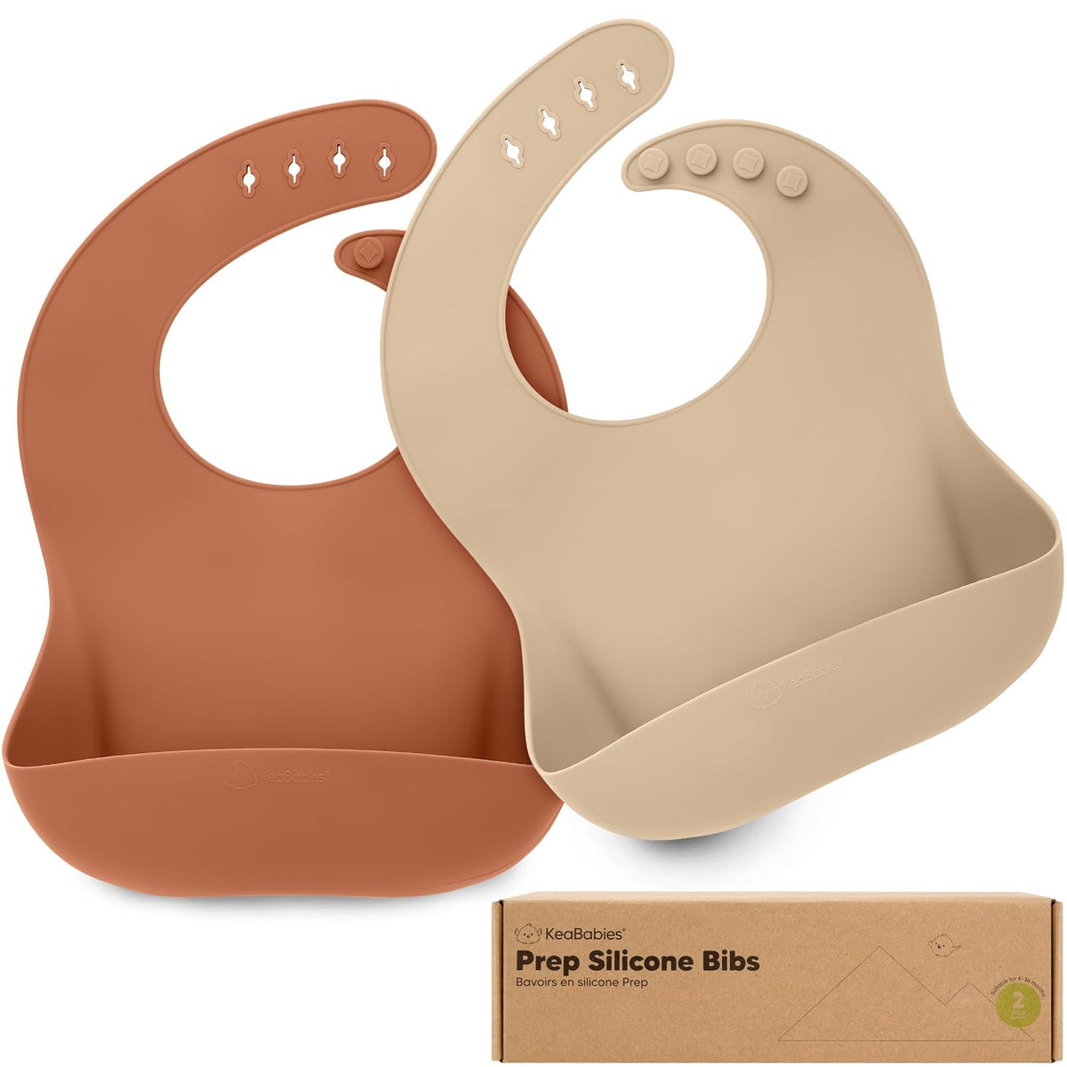 2-Pack Silicone Bibs for Babies, Toddlers Girl, Boy (Slate)