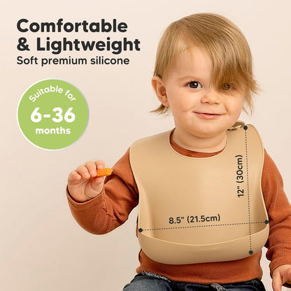 2-Pack Silicone Bibs for Babies, Toddlers Girl, Boy (Slate)