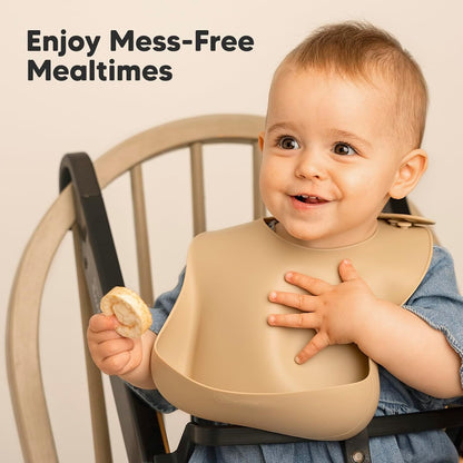 2-Pack Silicone Bibs for Babies, Toddlers Girl, Boy (Slate)