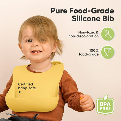 2-Pack Silicone Bibs for Babies, Toddlers Girl, Boy (Slate)