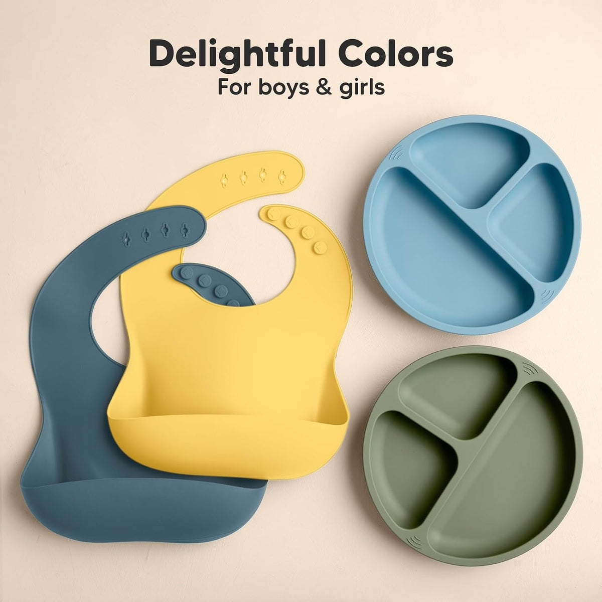2-Pack Silicone Bibs for Babies, Toddlers Girl, Boy (Slate)