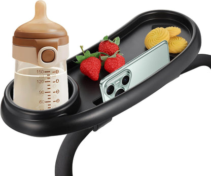 Snack Tray Compatible with Nuna, Universal Stroller Snack Tray with Cup Holder and Phone Holder, Essential Stroller Accessories for Family Travel Snacking