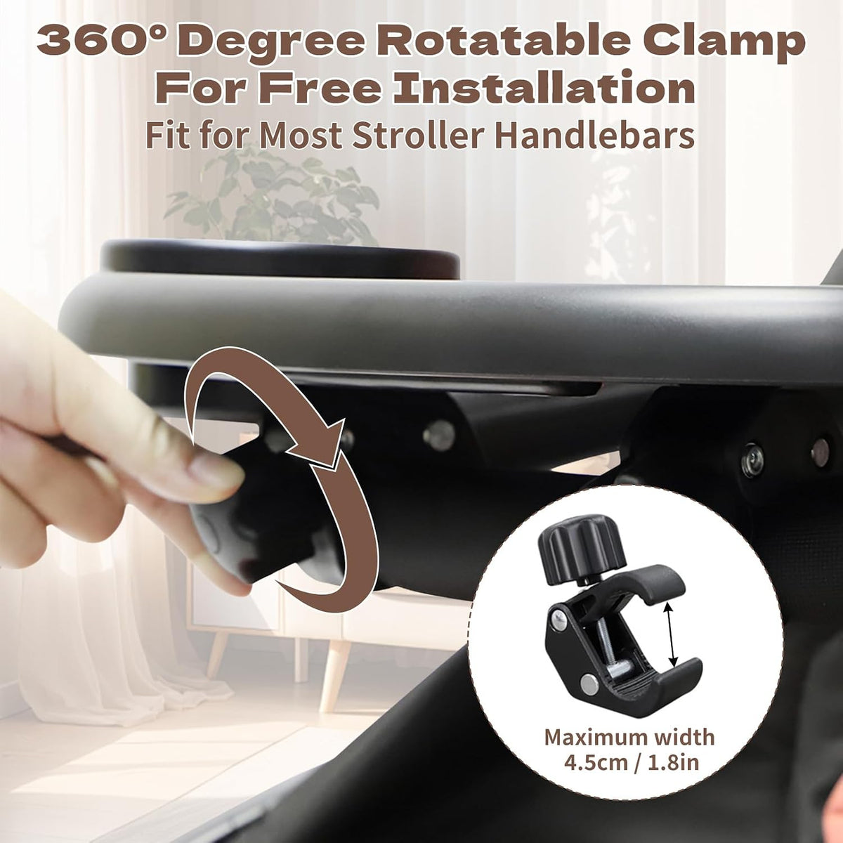 Snack Tray Compatible with Nuna, Universal Stroller Snack Tray with Cup Holder and Phone Holder, Essential Stroller Accessories for Family Travel Snacking