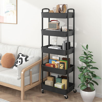 Sywhitta 3-Tier Plastic Rolling Utility Cart with Wheels for Storage,White
