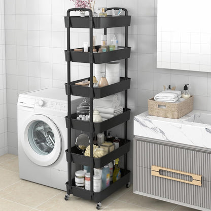 Sywhitta 3-Tier Plastic Rolling Utility Cart with Wheels for Storage,White