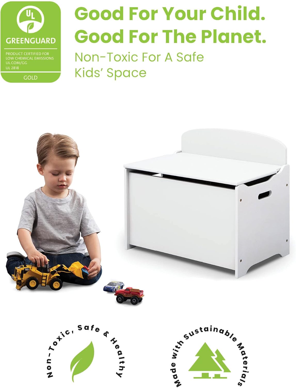 MySize Deluxe Toy Box, Grey