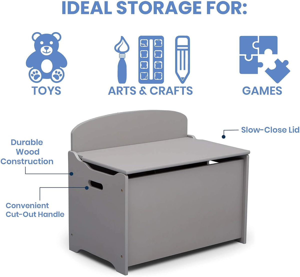 MySize Deluxe Toy Box, Grey