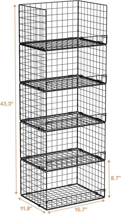 Yociyoga 4-Tier Stackable Closet Organizers and Storage Basket, Foldable Closet Shelf Organizer System, Space-Saving Clothes Storage Drawer Organizer for Wardrobe, White (Patent 30022416)