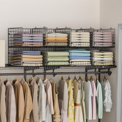 Yociyoga 4-Tier Stackable Closet Organizers and Storage Basket, Foldable Closet Shelf Organizer System, Space-Saving Clothes Storage Drawer Organizer for Wardrobe, White (Patent 30022416)