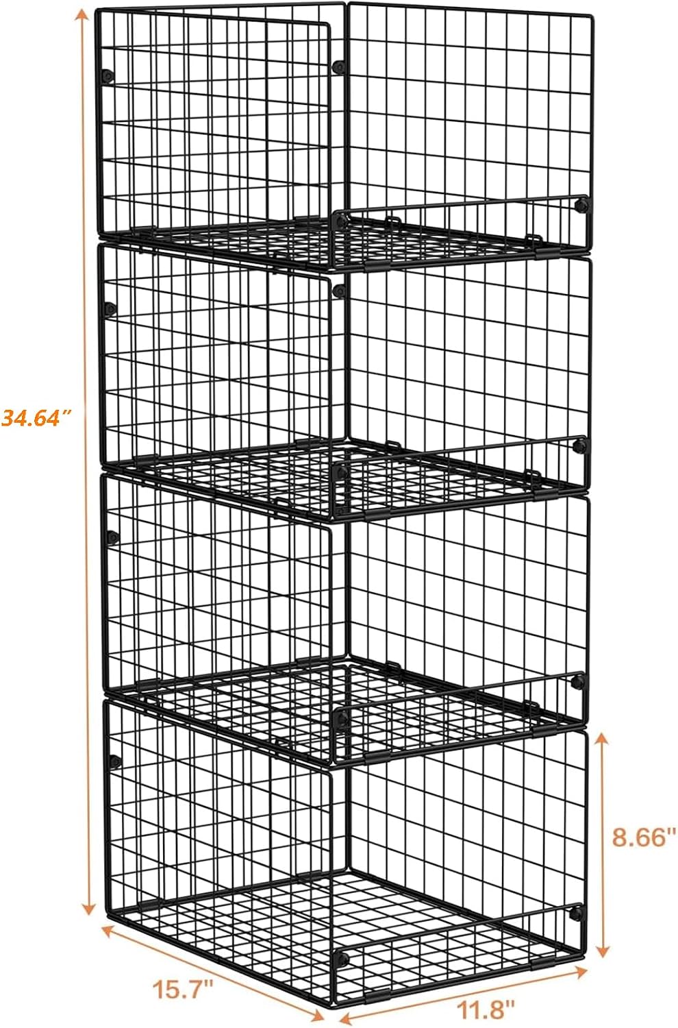 Yociyoga 4-Tier Stackable Closet Organizers and Storage Basket, Foldable Closet Shelf Organizer System, Space-Saving Clothes Storage Drawer Organizer for Wardrobe, White (Patent 30022416)