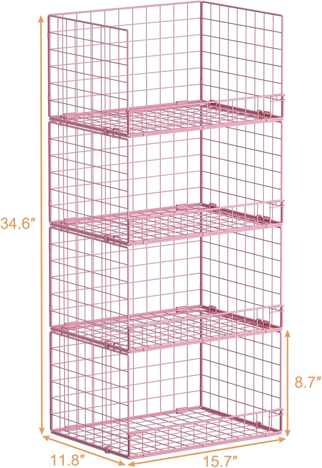 Yociyoga 4-Tier Stackable Closet Organizers and Storage Basket, Foldable Closet Shelf Organizer System, Space-Saving Clothes Storage Drawer Organizer for Wardrobe, White (Patent 30022416)