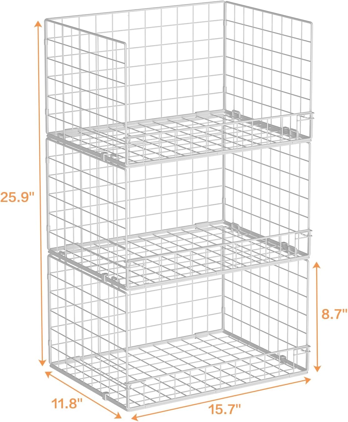 Yociyoga 4-Tier Stackable Closet Organizers and Storage Basket, Foldable Closet Shelf Organizer System, Space-Saving Clothes Storage Drawer Organizer for Wardrobe, White (Patent 30022416)