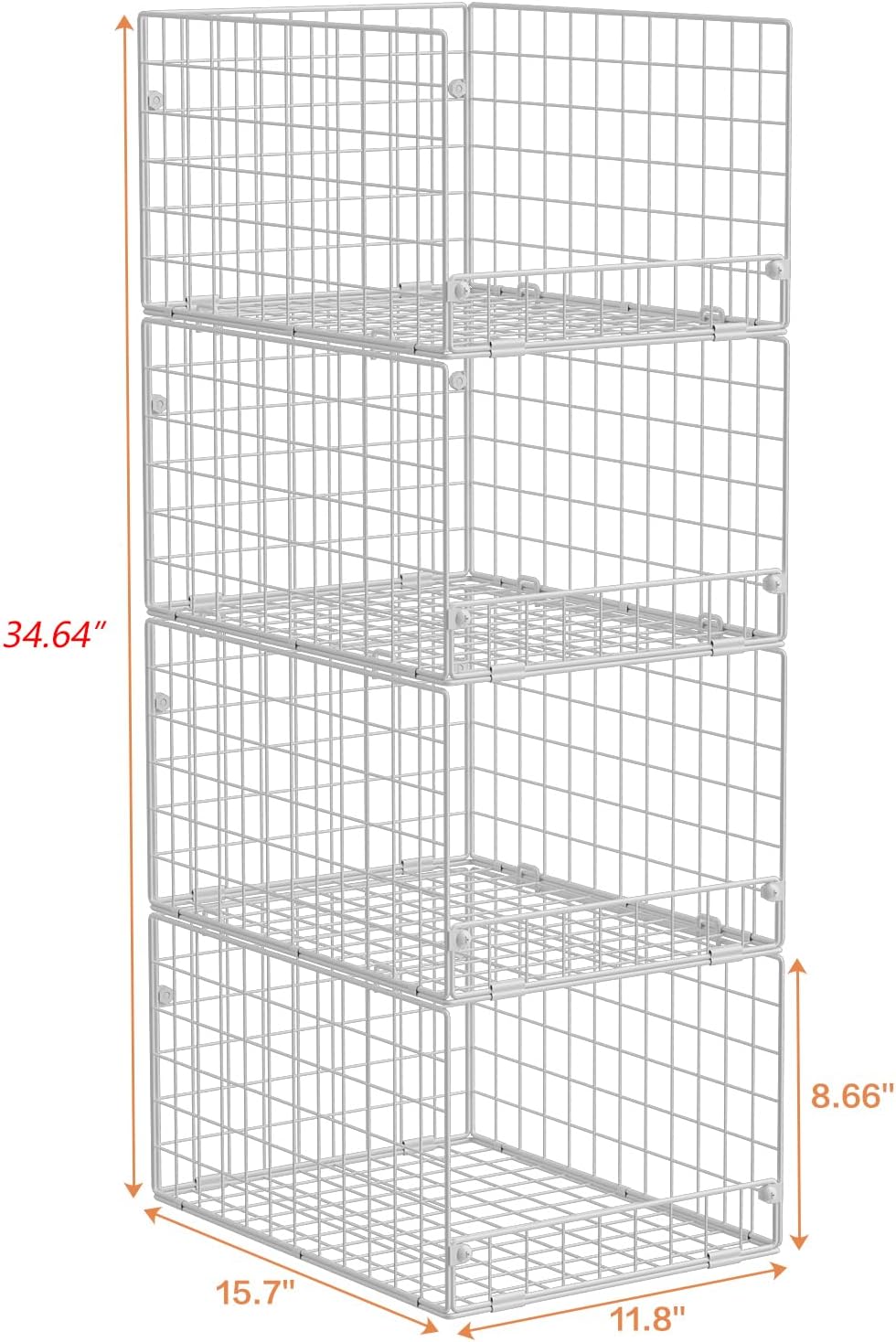 Yociyoga 4-Tier Stackable Closet Organizers and Storage Basket, Foldable Closet Shelf Organizer System, Space-Saving Clothes Storage Drawer Organizer for Wardrobe, White (Patent 30022416)