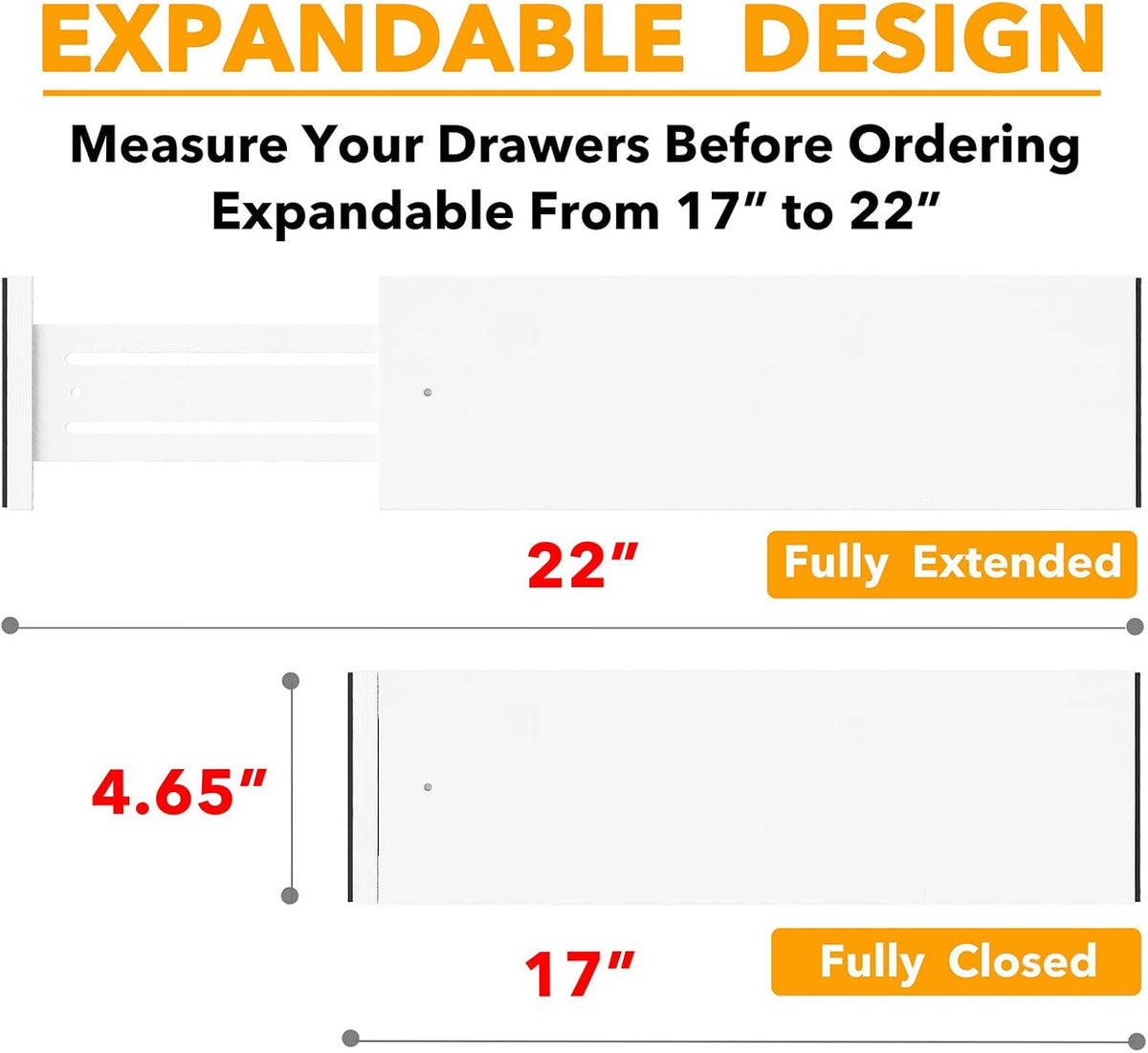 Bamboo Dresser Drawer Dividers 6 Pack, 4.65“ High Adjustable 12.5“-17” Drawer Organizers, Expandable Organization for Clothing, Clothes, Dressers, Natural