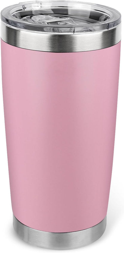 20oz Stainless Steel Tumbler Bulk with Lid, Travel Mug - Double Wall Vacuum Powder Coated Cup - Black, 6 Pack