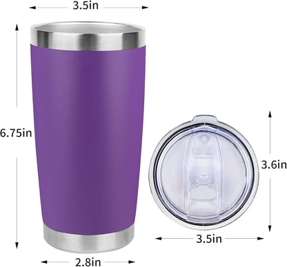 20oz Stainless Steel Tumbler Bulk with Lid, Travel Mug - Double Wall Vacuum Powder Coated Cup - Black, 6 Pack