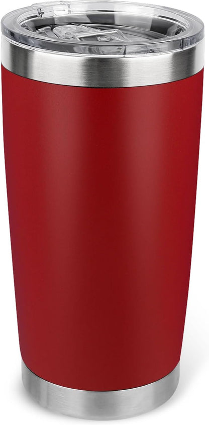20oz Stainless Steel Tumbler Bulk with Lid, Travel Mug - Double Wall Vacuum Powder Coated Cup - Black, 6 Pack