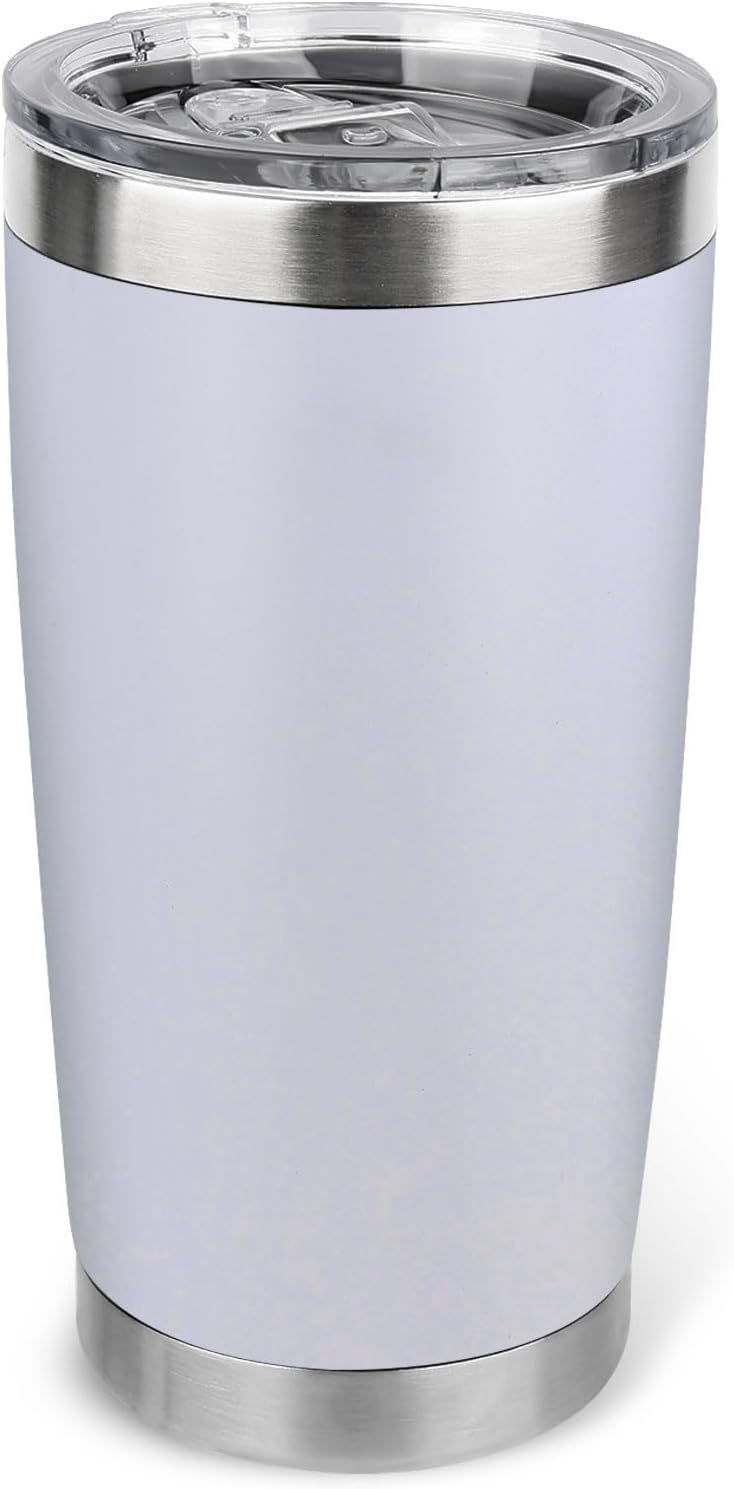 20oz Stainless Steel Tumbler Bulk with Lid, Travel Mug - Double Wall Vacuum Powder Coated Cup - Black, 6 Pack