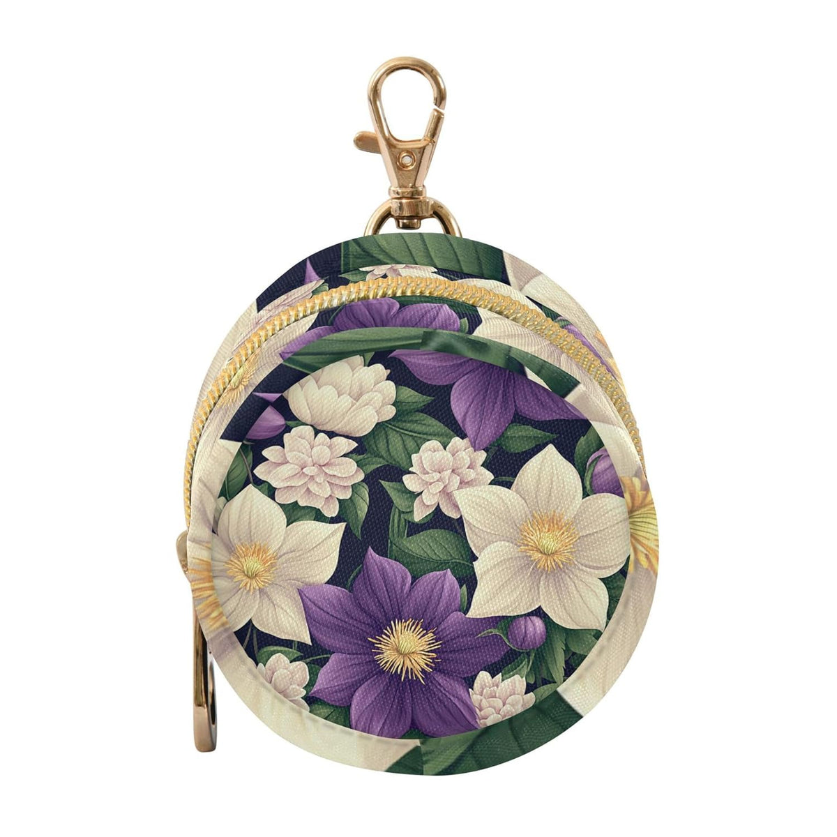 Purple and White Flowers Baby Pacifier Holder Case, Dustproof Portable Storage Box for Diaper Bag Purse, Pacifier Storage Container for Boys & Girls