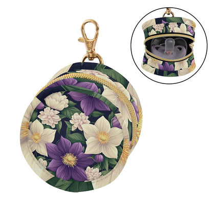 Purple and White Flowers Baby Pacifier Holder Case, Dustproof Portable Storage Box for Diaper Bag Purse, Pacifier Storage Container for Boys & Girls