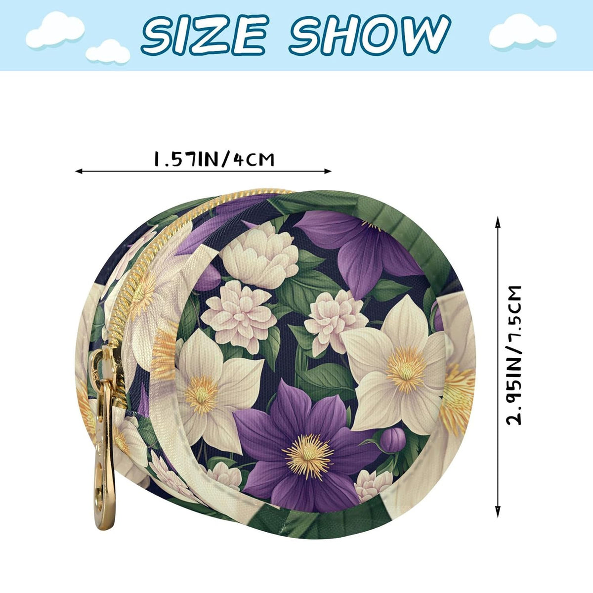 Purple and White Flowers Baby Pacifier Holder Case, Dustproof Portable Storage Box for Diaper Bag Purse, Pacifier Storage Container for Boys & Girls