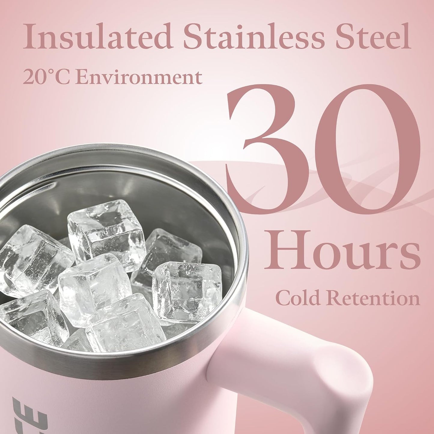 Blue Tumbler with Straw and Handle Coffee Travel Mug with Lid Leakproof Insulated Cup Stainless Steel Mug for Iced Tea, Coffee, Cold Beverages Fits in Car Cup Holder Skyblue Water Bottle for Office