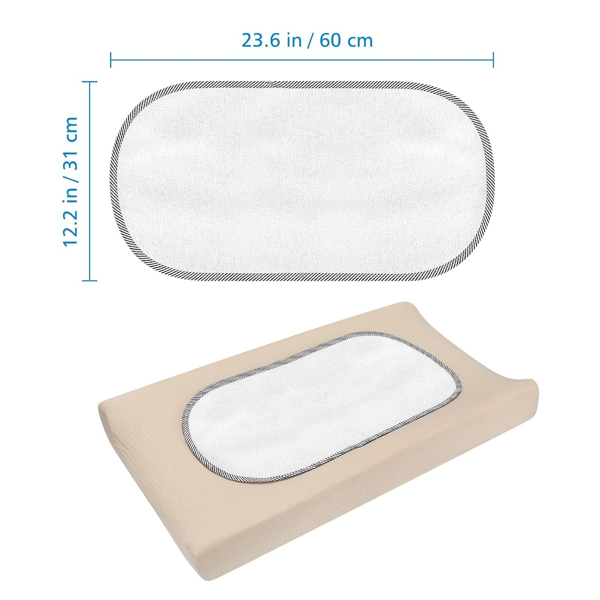 Waterproof Changing Pad Liners, Diaper Changing Pad Covers, 3 Count, White