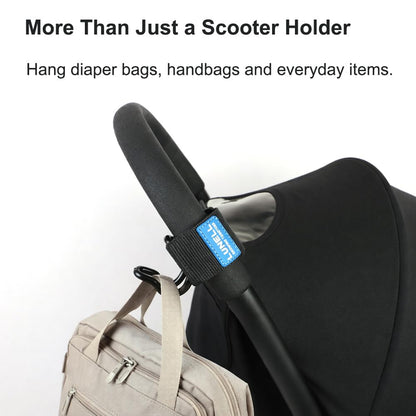 LUNELL Stroller Hooks for Bags and Kids' Scooters, Non-Slip Straps, 2 Pack