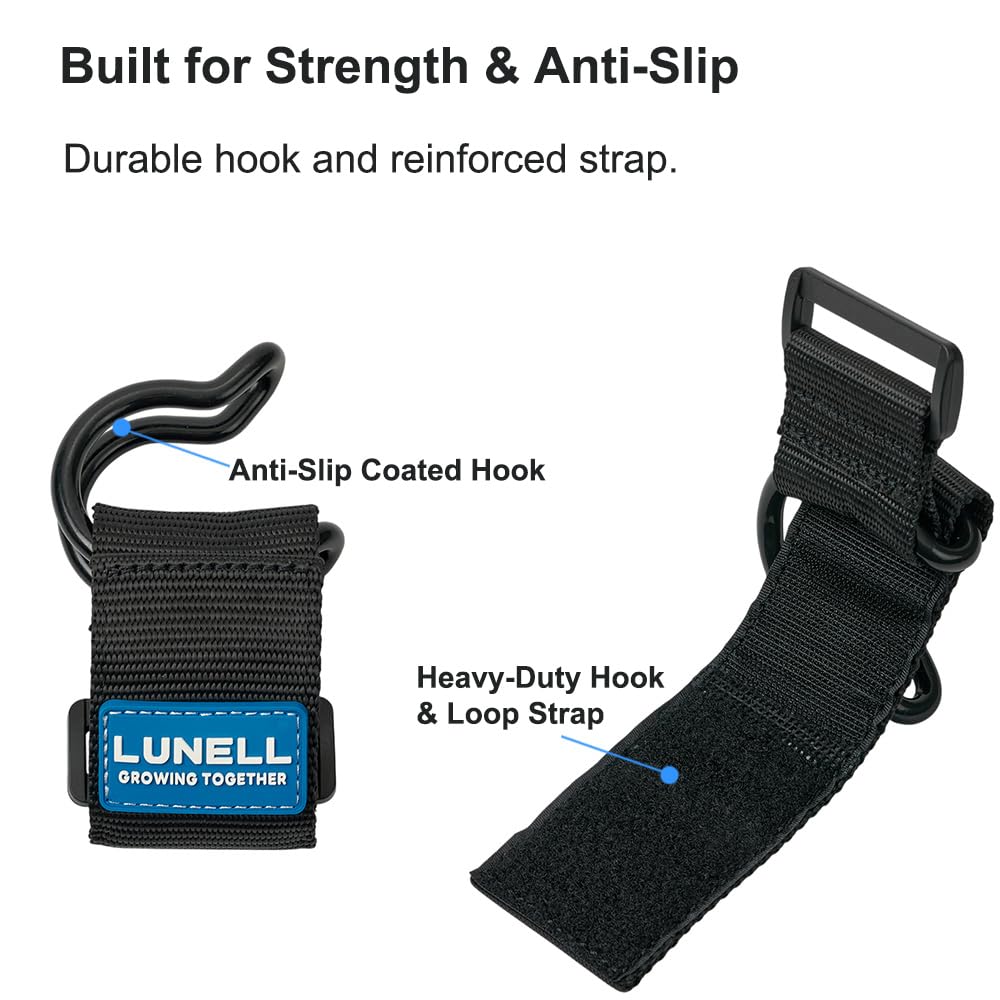 LUNELL Stroller Hooks for Bags and Kids' Scooters, Non-Slip Straps, 2 Pack