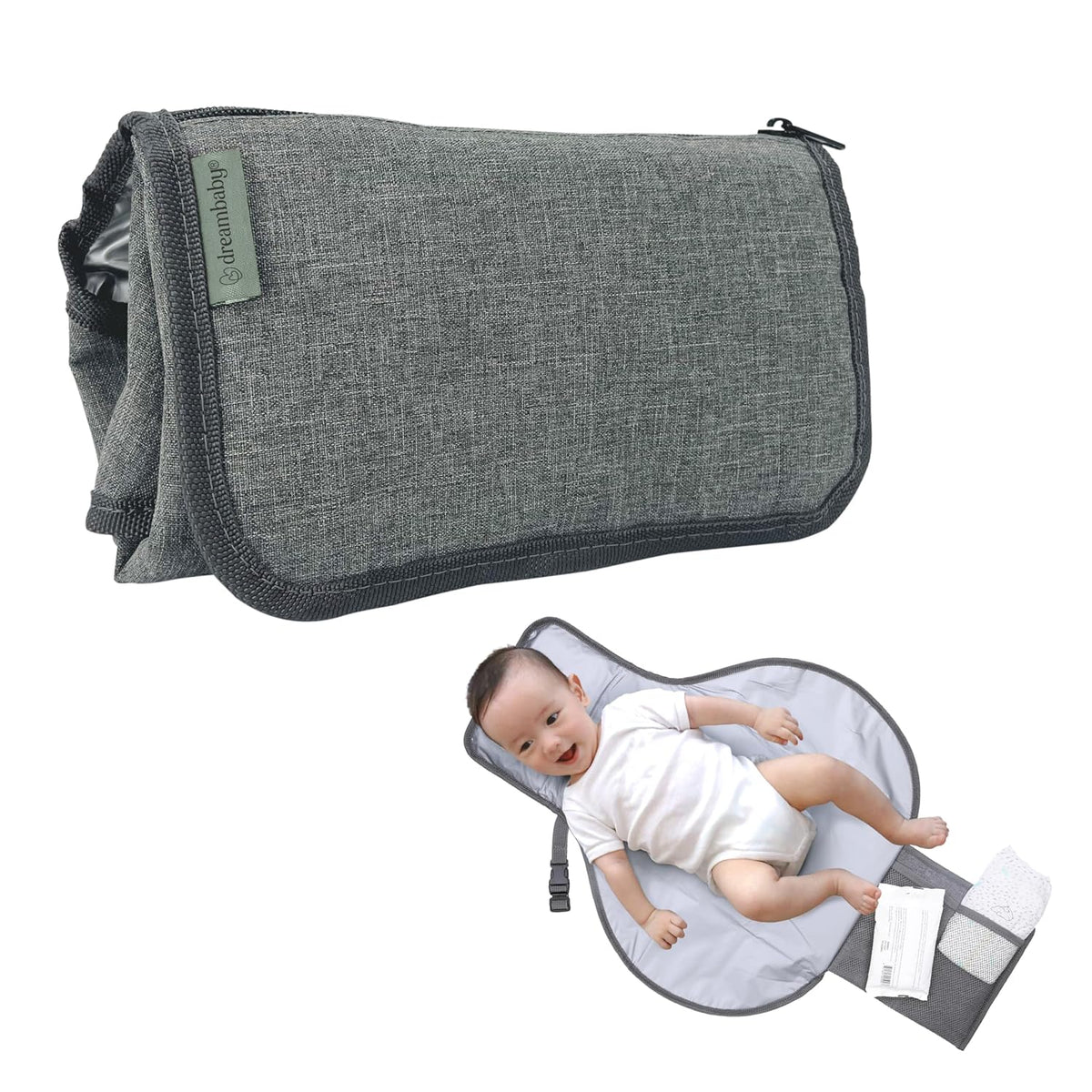 Fold and Go Baby Changing Pad - Portable Diaper Changing Pad - Organizer Pockets, Cushioned, Foldable Changing Mat Fits in Diaper Bag for Easy On the Go Diaper Changing Pad, Great for Travel