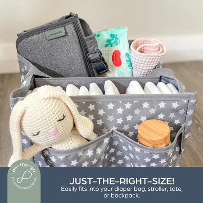 Fold and Go Baby Changing Pad - Portable Diaper Changing Pad - Organizer Pockets, Cushioned, Foldable Changing Mat Fits in Diaper Bag for Easy On the Go Diaper Changing Pad, Great for Travel