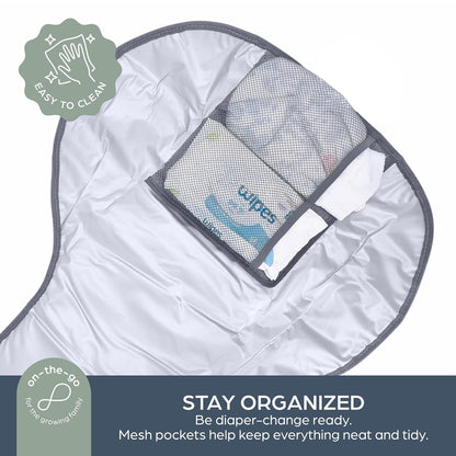 Fold and Go Baby Changing Pad - Portable Diaper Changing Pad - Organizer Pockets, Cushioned, Foldable Changing Mat Fits in Diaper Bag for Easy On the Go Diaper Changing Pad, Great for Travel