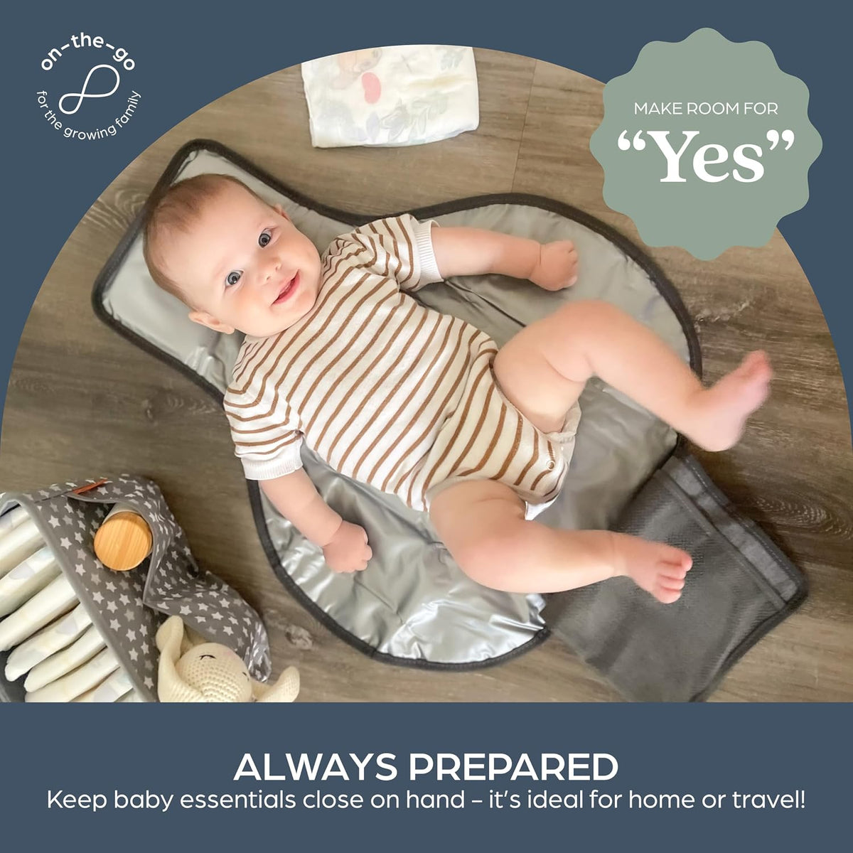 Fold and Go Baby Changing Pad - Portable Diaper Changing Pad - Organizer Pockets, Cushioned, Foldable Changing Mat Fits in Diaper Bag for Easy On the Go Diaper Changing Pad, Great for Travel