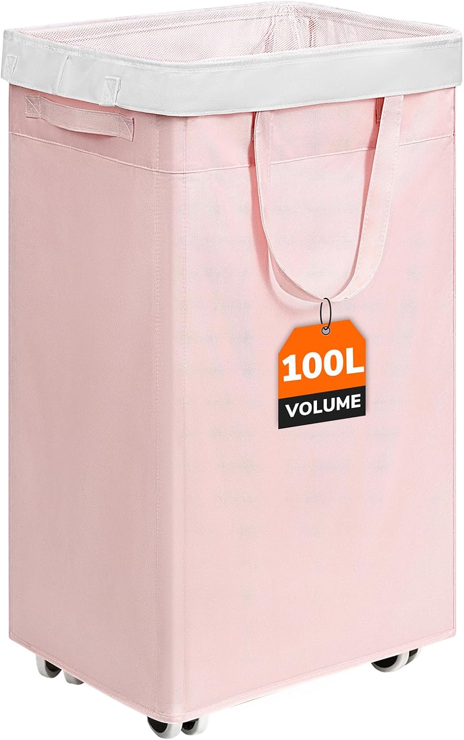 75L Laundry Hamper with Wheels 2-Pack, Wash Bags, Pink