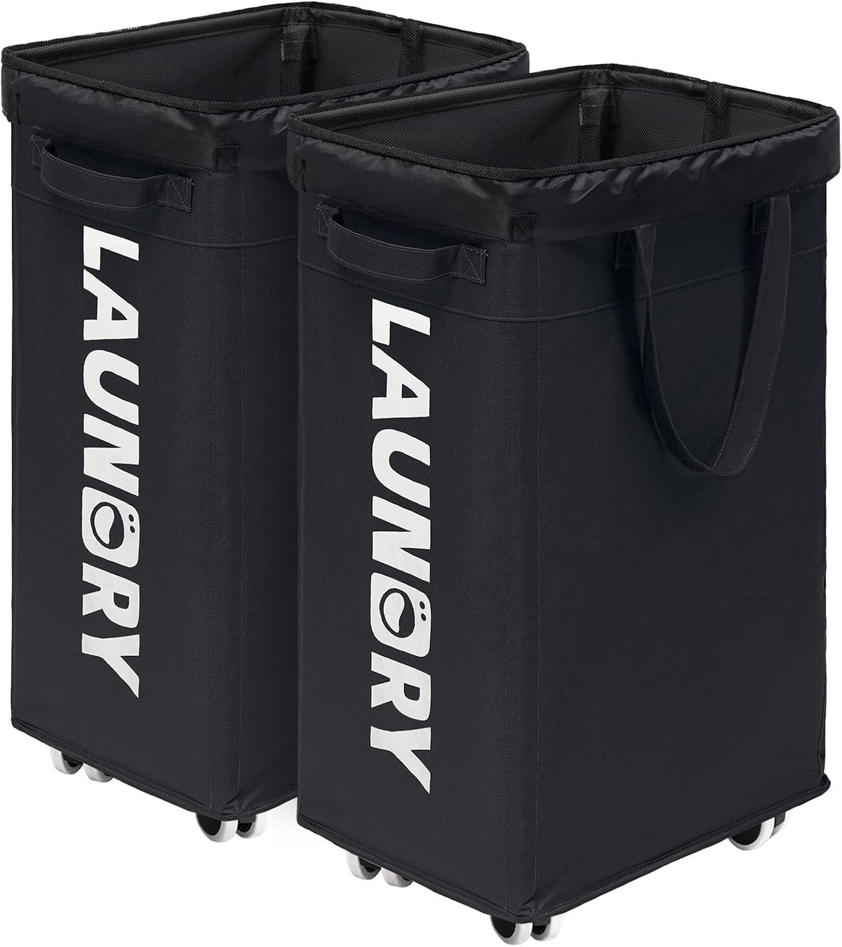 75L Laundry Hamper with Wheels 2-Pack, Wash Bags, Pink